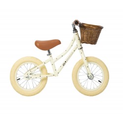 Banwood rowerek biegowy FIRST GO z koszykiem dla dzieci 2,5-5 lat bonton cream