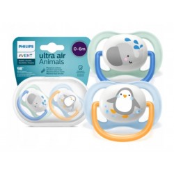 Smoczki uspokajające Ultra Air Animals 0-6m boy 2szt. SCF080/05 Philips Avent