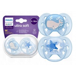 Smoczki uspokajające Ultra Soft 6-18M boy 2szt. SCF223/03 Philips Avent