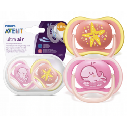 Smoczki uspokajające Ultra Air 6-18m girl 2szt. SCF085/04 Philips Avent