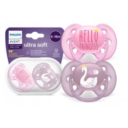 Smoczki uspokajające Ultra Soft 6-18M girl 2szt. SCF223/02 Philips Avent