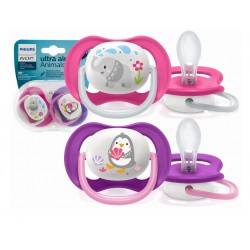 Smoczki uspokajające Ultra Air Animals 6-18m girl 2szt. SCF080/08 Philips Avent