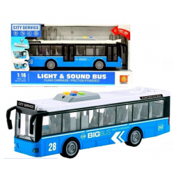 Autobus miejski Big Bus 27cm Światło/Dźwięk niebieski WY910B Anek