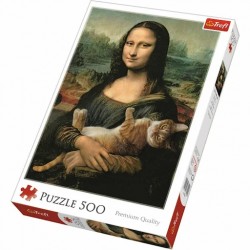 Puzzle 500el. Mona Lisa i kot Mruczek 37294 Trefl