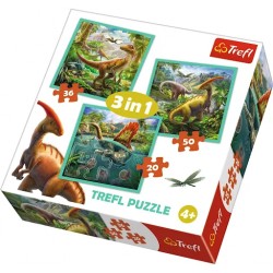 Puzzle 3w1 Niezwykły świat dinozaurów 34837 Trefl