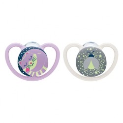 Smoczek gryzak silikonowy 0-6 m Space Night 2szt. 730578 Nuk