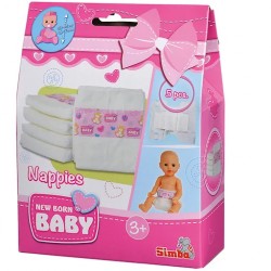 New Born Baby pieluszki 5szt. dla lalki 30-43cm 556-0019 Simba