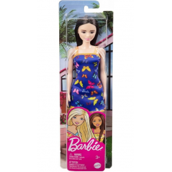 Barbie Lalka szykowna brunetka niebieska sukienka T7439/HBV06 Mattel