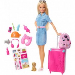 Barbie lalka w podróży z pieskiem FWV25 Mattel