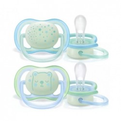 Smoczki uspokajające Ultra Air Night 0-6m Boy 2szt. świeci w nocy SCF376/11 Philips Avent