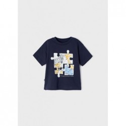 Koszulka dziecięca krótki rękaw puzzle Granatowy 1013 Mayoral
