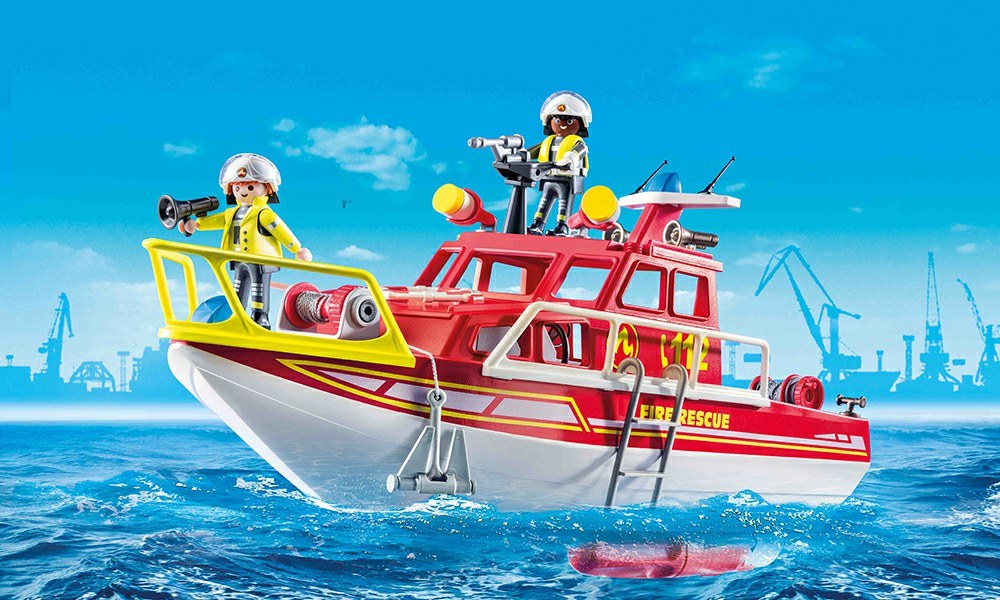 Playmobil City Action 70147 łódź ratownicza straży pożarnej unosi się na wodzie